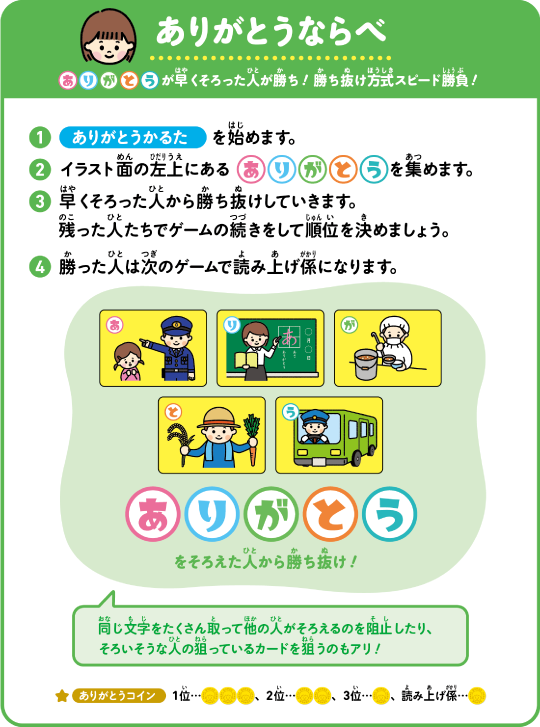 遊び方②ありがとうならべ